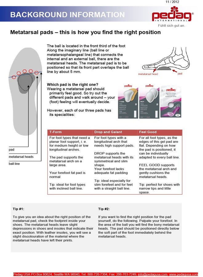 Pedag T-Form | German Made | Metatarsal Pads | Anatomically Correct | Metatarsal Arch Support | Vegetable Tan Leather | Self Adhesive | White | Size X-Large, Fits EU 44-46 / US M 11-13 | 3 Pairs - Image 4